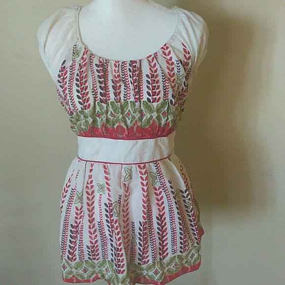 Venezia Tops - cotton flower shirt, blouse, ties in back